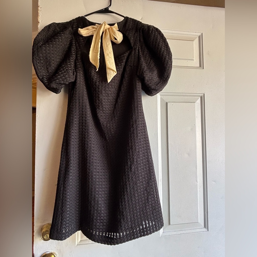 ANTONIO MELANI Black Textured Mini Dress - Picture 2 of 6